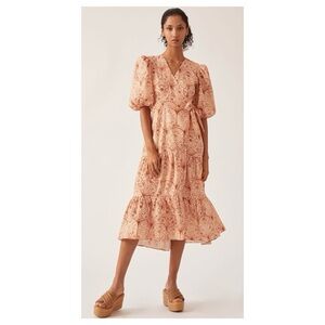 NWOT Anthropologie Hutch V-Neck Tiered Wrap MIDI Dress  Size Small